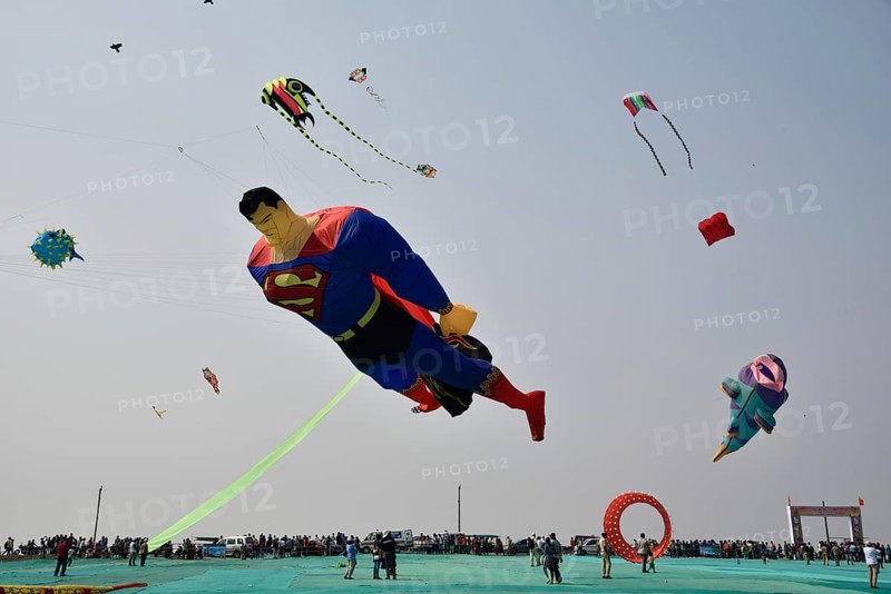 International Kite Festival, Tithal, Valsad, Gujarat, India, Asia