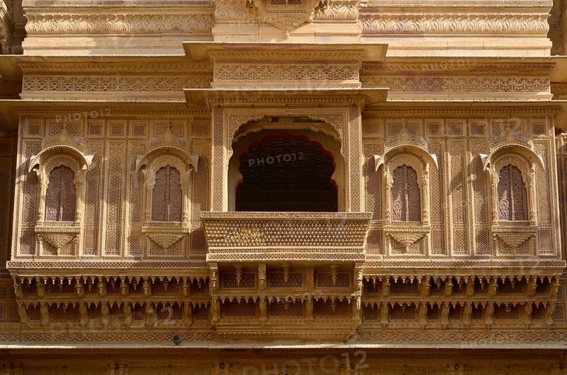 Balcony in Haveli, Jaisalmer, Rajasthan, India, Asia