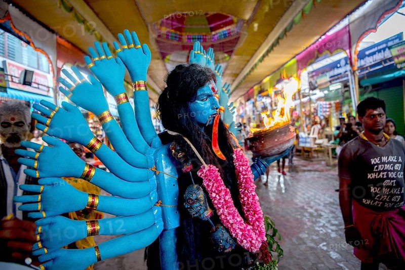 Woman dress as Hindu Goddess Kali, Thoothukudi, Tamil Nadu, India, Asia