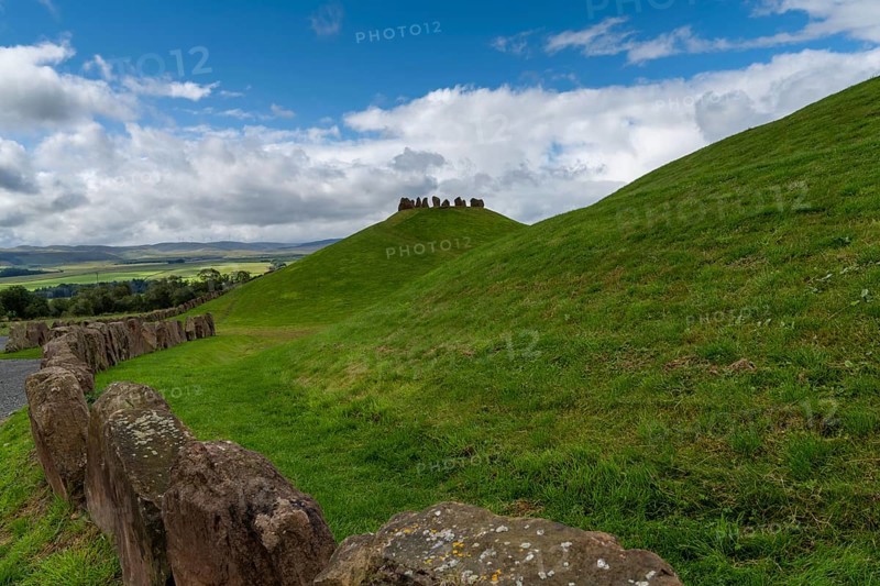 View of the Andromeda hill with stone circle in the Crawick Multiverse in Dumfries and Galloway
