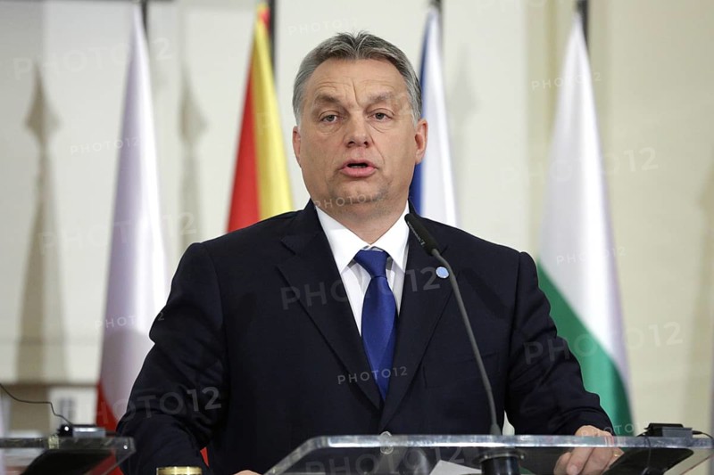 Prague, Czech Republic - February 15, 2016: The Prime Ministers of Hungary Viktor Orban is speaking during a press conference after meeting of The Visegrad Group (V4) in Prague, Czech Republic, Europe