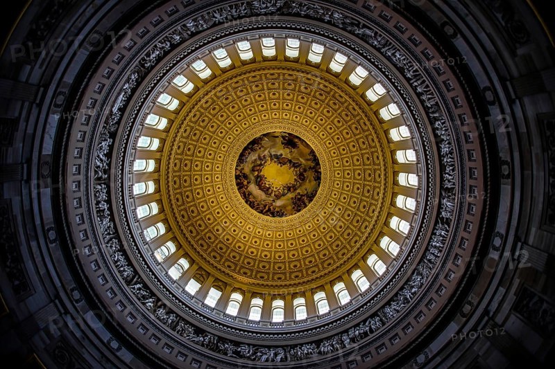 United States Capitol ceiling painting of the (United States Capitol). Shooting Location: Washington, DC