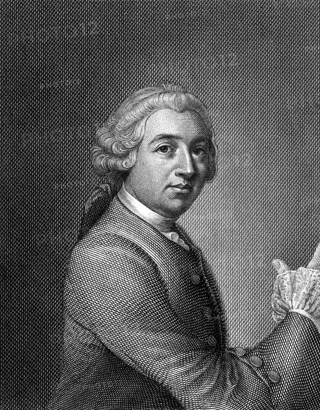 David Garrick (1717-1779) on engraving from 1859. English actor, playwright, theatre manager and producer. Engraved by unknown artist and published in Meyers Konversations-Lexikon, Germany, 1859, Europe