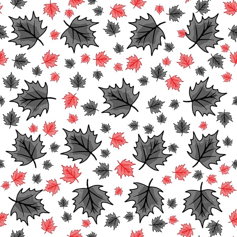 Red and black modern autumn chestnut leaf seamless wallpaper design