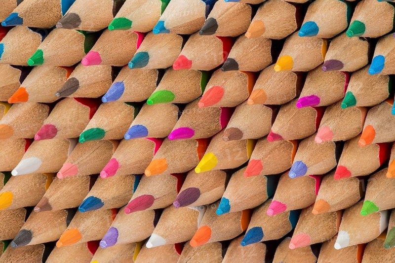 Abstract composition of a set cedar wooden colour pencils