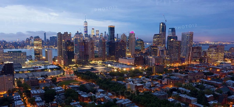 It's hard to tell where Jersey City and and Manhattan begins before sunrise