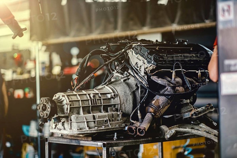 Repairing a car engine in a car service center