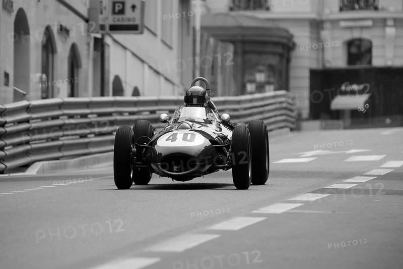 Lotus 15 from 1958, Series B, F1 and F2 Grand Prix racing cars in front of 1961, 10th Grand Prix Monaco Historique