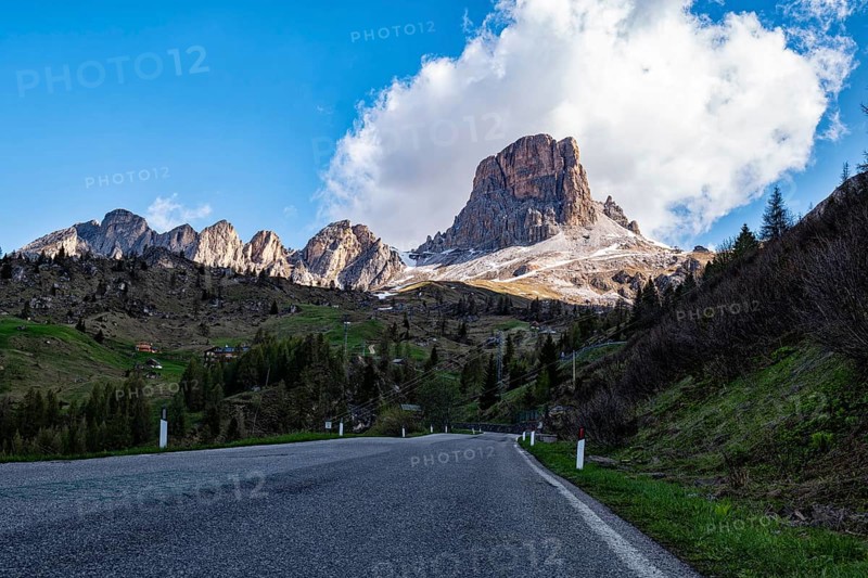 Alpine road in the dolomites at Giau Pass
