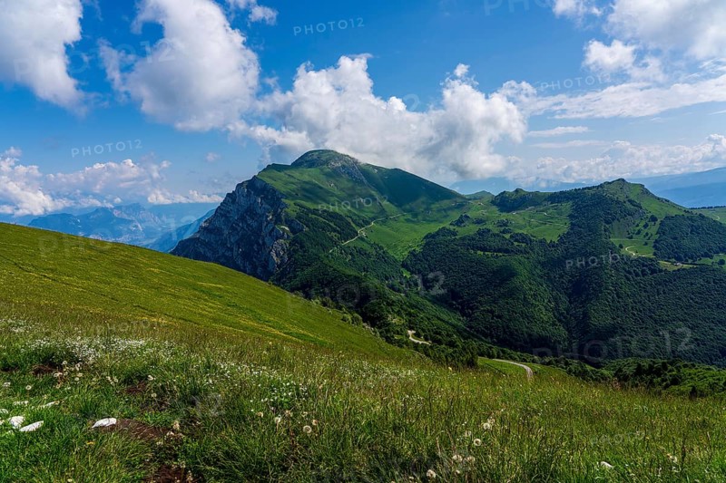 Panoramic view of the Monte Baldo mountains on Lake Garda in Italy