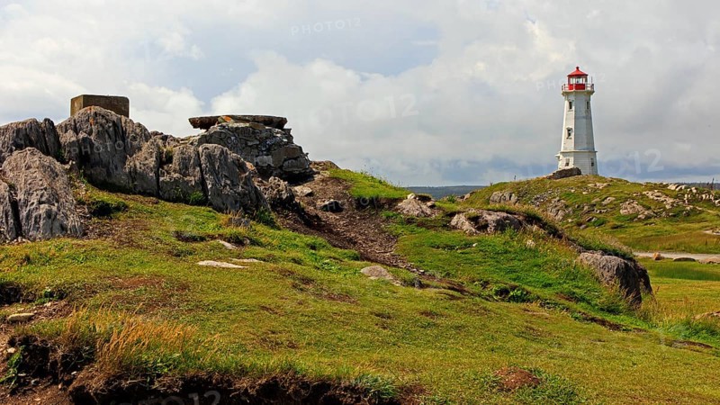 Louisbourg Lighthouse on Cape Breton Island in Nova Scotia, Canada, North America