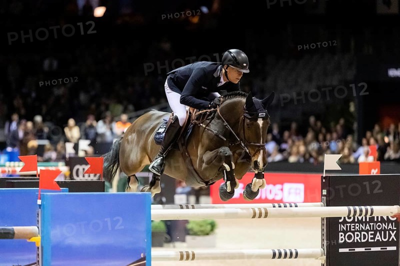Max Kuhner of Austria competes in the Audi Grand Prix equestrian event at Jumping International Bordeaux, in Bordeaux, France, Europe
