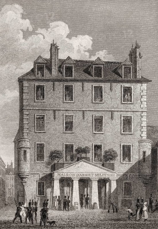 The prison de l'Abbaye, Abbey of Saint-Germain-des-Prés, Paris, antique steel engraved print, 1831