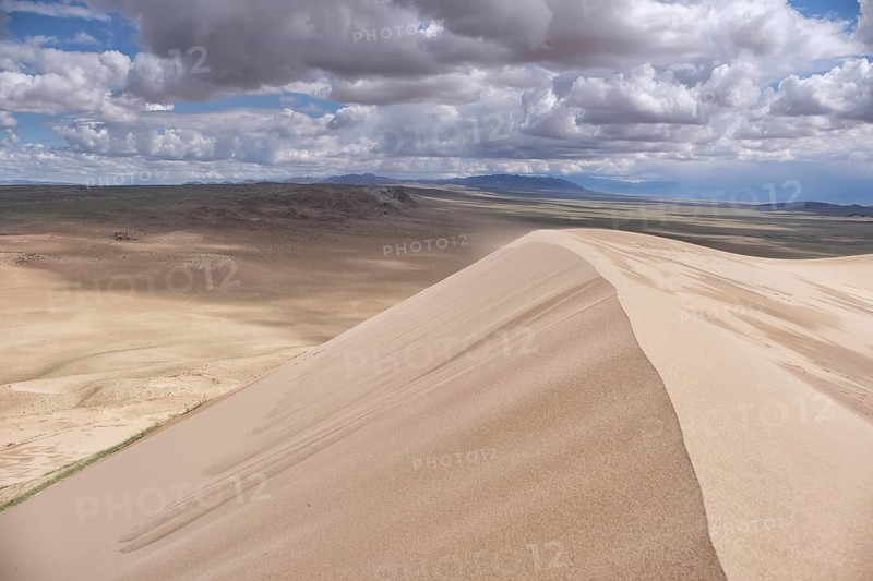 Barkhans in Mongolia. Sandy dune desert Mongol Els near lake Durgen Nuur. Khovd province, Western Mongolia