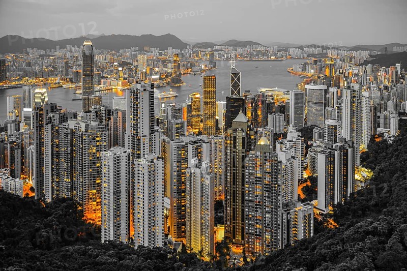 Skyscrapers of Hong Kong which is visible from the Victoria Peak. Shooting Location: Hong Kong Special Administrative Region