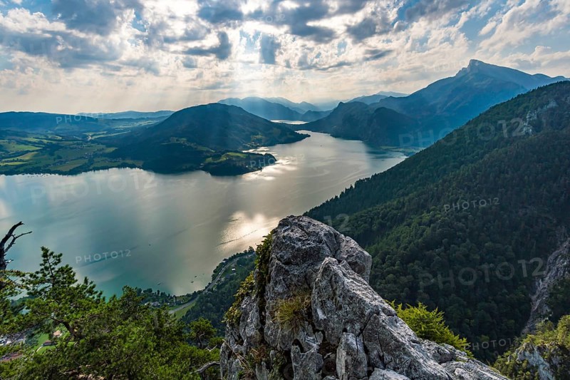 Climbing on the Drachenwand via ferrata at the beautiful Mondsee