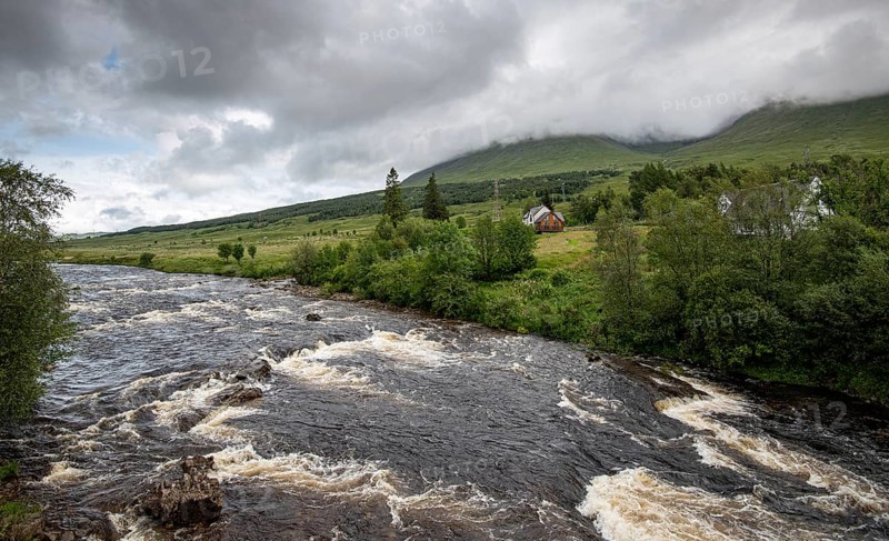 The bridge of orchy river in Argyll and Bute in the central highlands of Scotland, United Kingdom. Longexposure photography