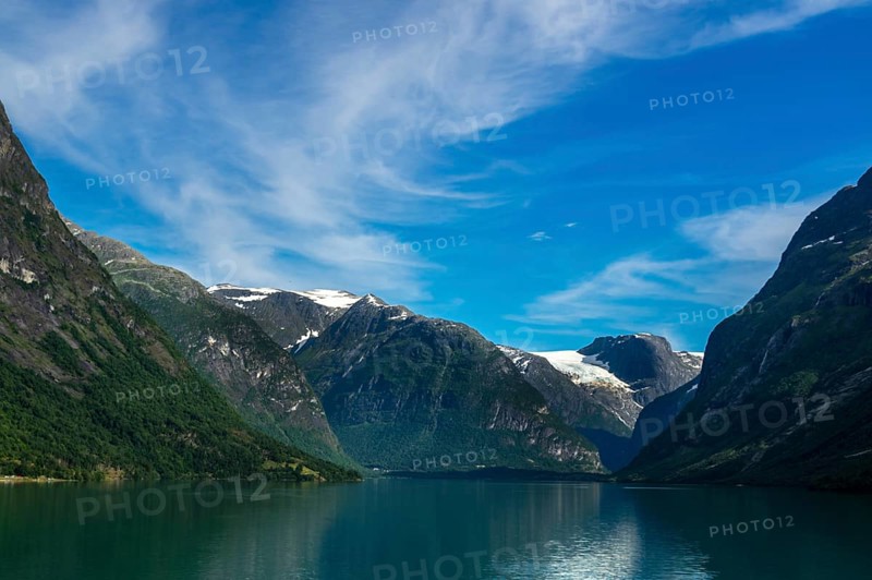 Lake at the Kjenndalsbreen glacier in Norway, part of the Jostedalsbreen. Lake at the Kjenndalsbreen glacier in the middle of Norway in summertime