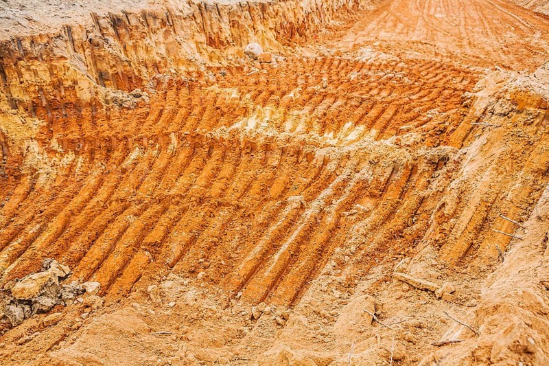 Texture of sand after working of exkavator