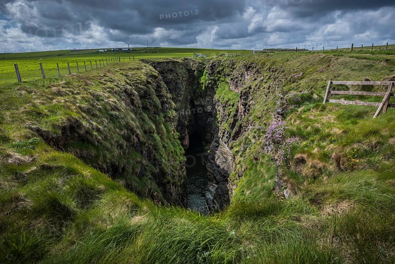 The Gloup, collapsed sea cave, Mull Head, Deerness, Mainland, Orkney Islands, Scotland, Great Britain