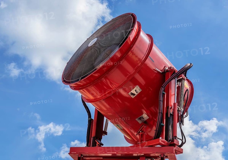 Red smoke exhaust fan on a fire truck