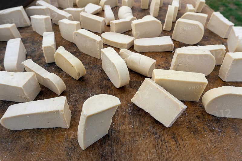 Mongolian dairy product Aaruul or Gurt made from drained sour milk drying