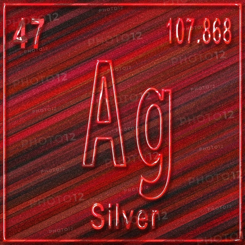 Silver chemical element, Sign with atomic number and atomic weight, Periodic Table Element
