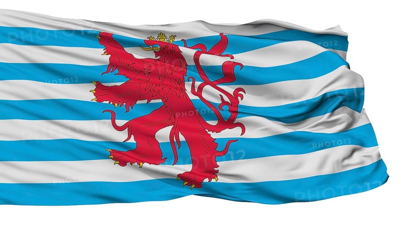 Civil Air Ensign Of Luxembourg Flag, Isolated On White Background
