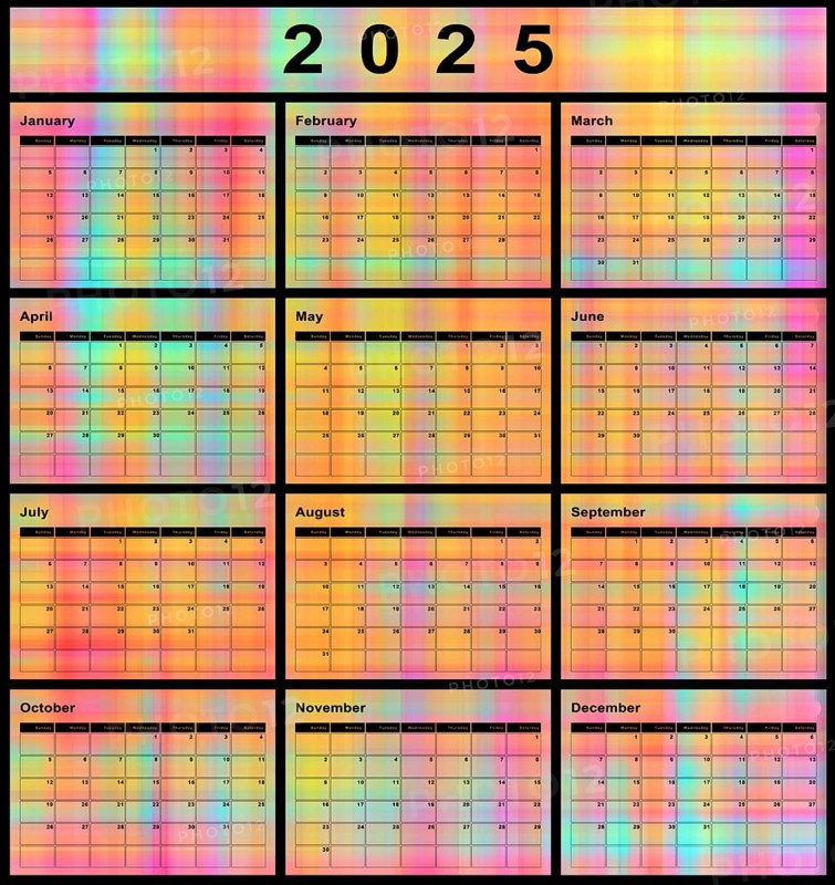 2025 calendar, week start Sunday, modern design