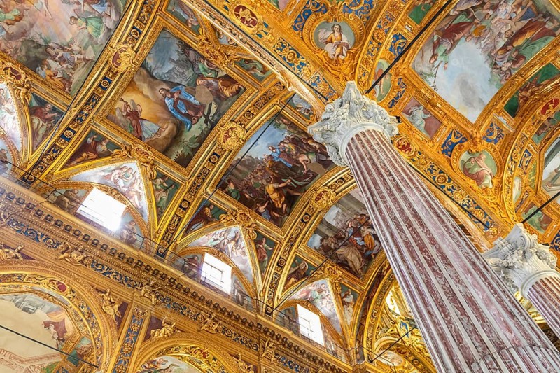 Genova, Italy, 8 August 2023: Annunziata's Church, Basilica della Santissima Annunziata, one of the most beautiful Italian Catholic Church interior, Europe
