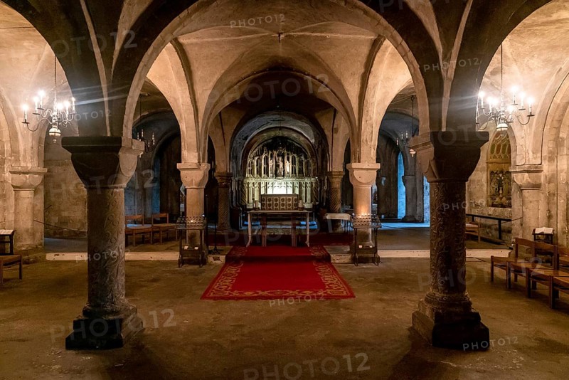 Canterbury, United Kingdom, 10 September, 2022: view of the underground crypt inside the Canterbury Cathedral, Europe