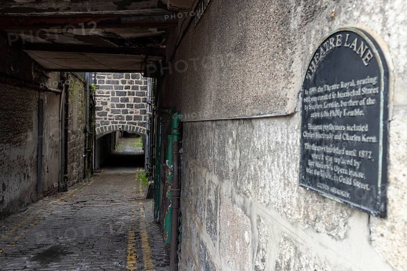 Narrow lane, Theatre Lane, Aberdeen, Scotland, Great Britain