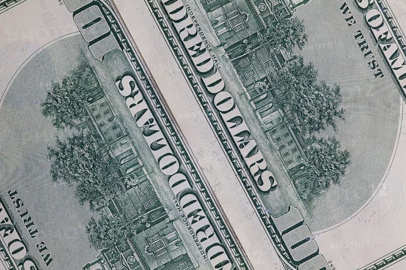 Detail of US dollar banknotes