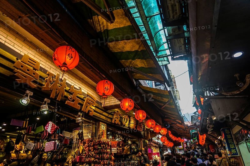 Lit Taiwan of the alley of Jiuzhai. Shooting Location: Taiwan, Taipei