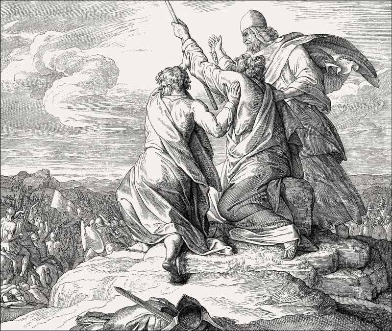 Battle with the Amalekites, Battle of Refidim, Old Testament, by Julius Schnorr von Carolsfeld, 1860