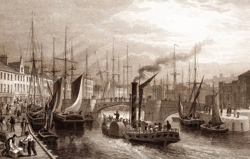 Leith Harbour, from the Pier, Edinburgh, Scotland, 19th century, from Modern Athens by Th. H. Shepherd