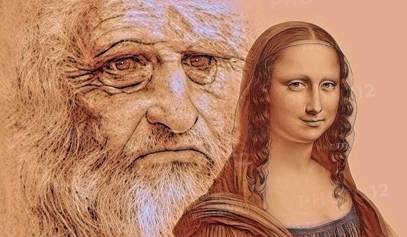 Leonardo da Vinci, 1452 - 1519, Italian painter, sculptor, architect and engineer, the painting la Gioconda, Mona Lisa, digitally edited