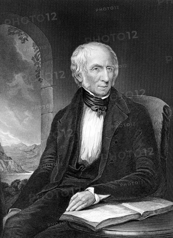 William Wordsworth (1770-1850) on engraving from 1873. Important English Romantic poet. Engraved by unknown artist and published in Portrait Gallery of Eminent Men and Women with Biographies, USA, 1873, North America