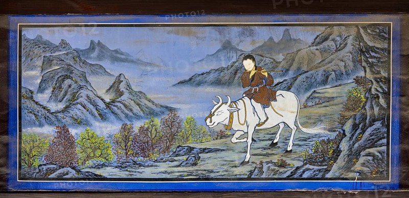 Traditional Korean painting, Bongeunsa Temple, Seoul, Republic of Korea