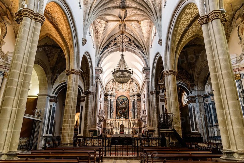 Elvas, Portugal, July 10, 2022: Interior view of Our Lady of the Assumption Cathedral, Europe