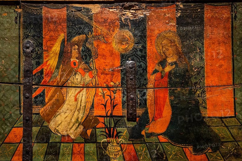 Bride's ark with the annunciation, anonymous, 1500, gilt and polychrome wood, Museu de Mallorca, Palma, Majorca, Spain, Europe