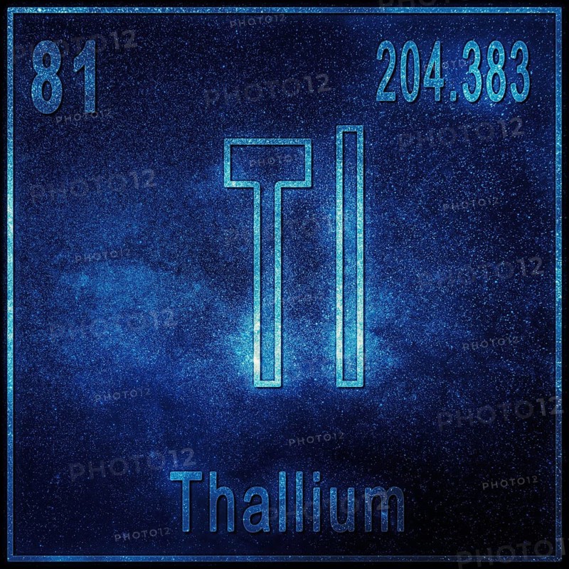 Thallium chemical element, Sign with atomic number and atomic weight, Periodic Table Element