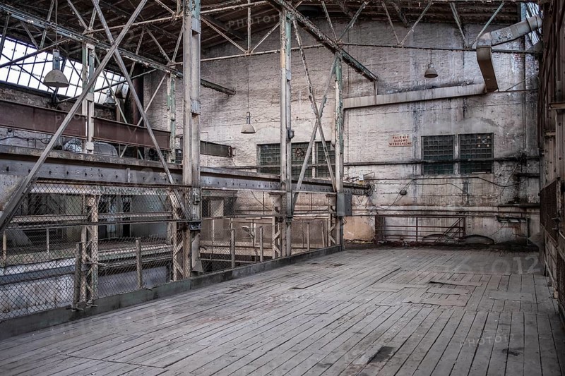 Abandoned halls on the old shipyard site in Gdansk