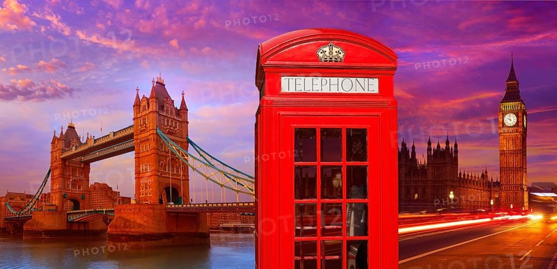 London photomount with telephone box and Tower Bridge