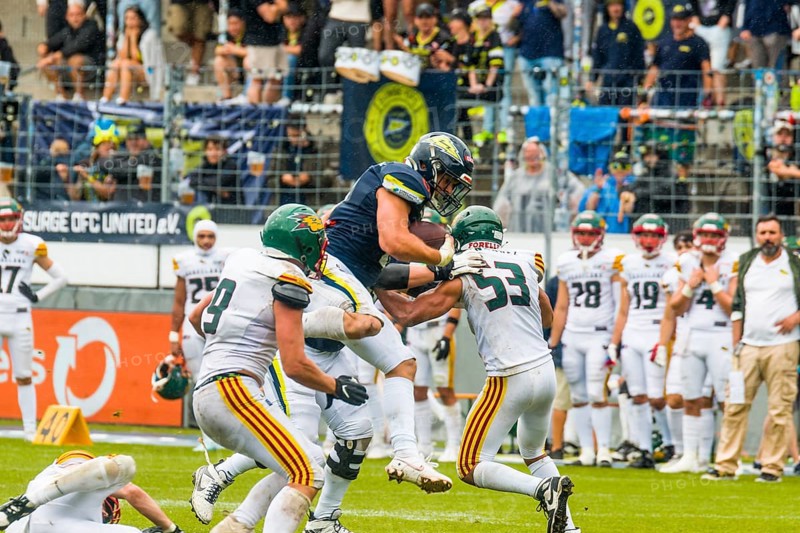 European League of Football, ELF/ Game: Barcelona Dragons at Stuttgart Surge on 18. Aug. 2024, in the Gazi-Stadion, Stuttgart, Germany, Europe