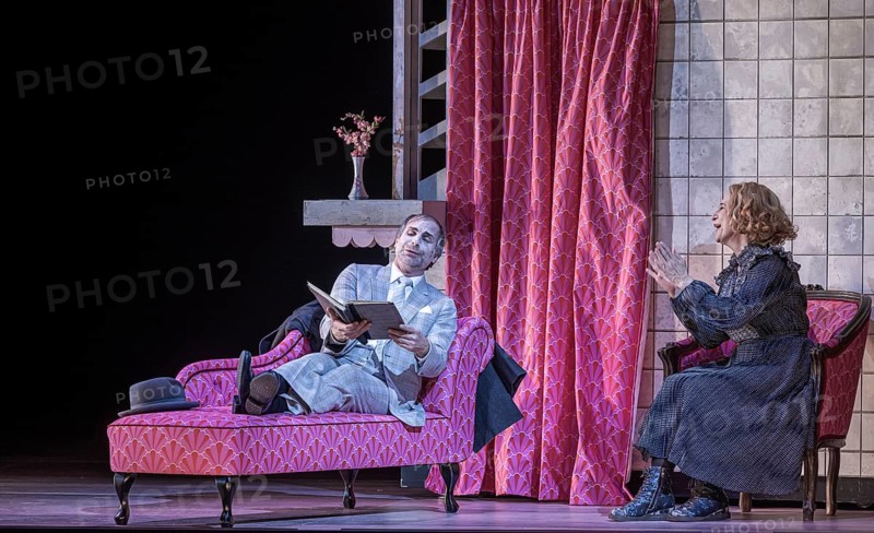 BERLIN, Germany - November 2024: Sweeney Todd (The Demon Barber of Fleet Street) - A musical thriller (1979) in a co-production with the Opéra national du Rhin with music by Stephen Sondheim in a production by Barrie Kosky based on the play of the same name by Christopher Bond. Sweeney Todd, an innocent barber, is falsely arrested and loses his woman and daughter. After years of imprisonment, he returns to London to take revenge on those responsible. Together with the baker Mrs Lovett, he murders his customers and turns their meat into pies, which she sells in her shop. Their murderous partnership unleashes a bloody vicious circle that ultimately leads to tragic consequences for everyone involved. Media rehearsal on 13.11.2024 at the Komische Oper in Berlin Performers: Sweeney Todd: Christopher Purves Mrs Nellie Lovett: Dagmar Manzel Anthony Hope: Hubert Zapiór Johanna Barker: Alma Sadé Tobias Ragg: Tom Schimon Richter Turpin: Jen