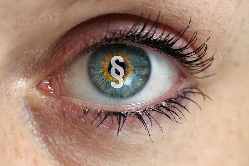 Eye with paragraph in the pupil concept