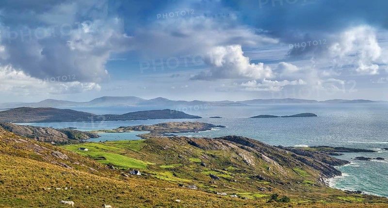 Landscape with ocean shore from Ring of Kerry, Ireland, Europe