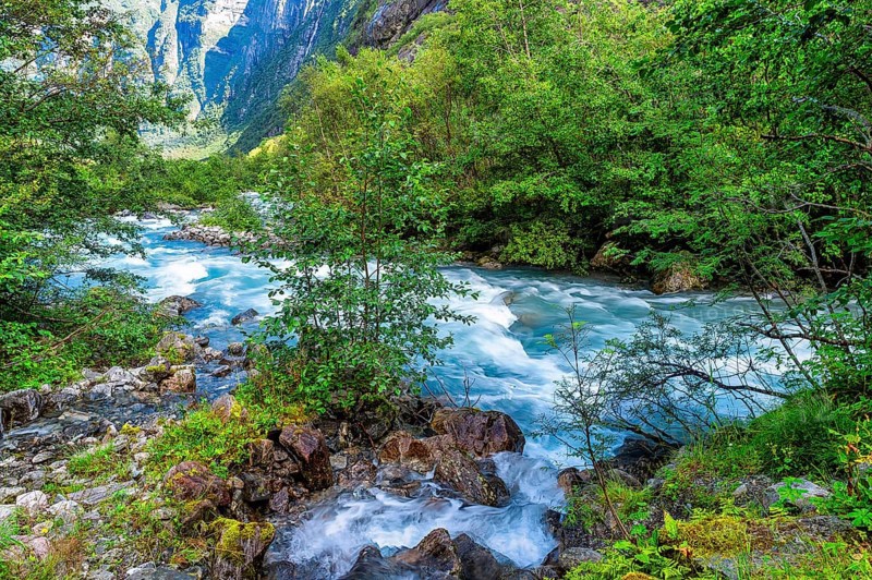 Glacier outlet, Kjenndal Glacier, Loen, Nordfjord Region, Norway, Europe