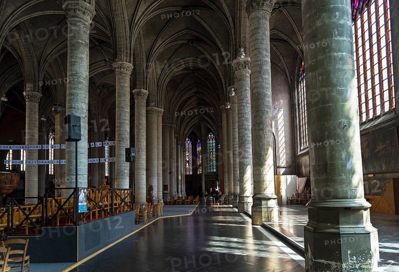 Side nave in Saint-Maurice Church, Lille, France, Europe
